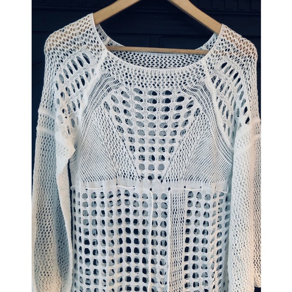 Crochet Open Knit Mesh Swimsuit Cover-Up in White OSFM XS-M - Picture 7 of 9
